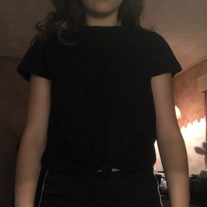 Plain black (tied in the front) forever 21 tee.